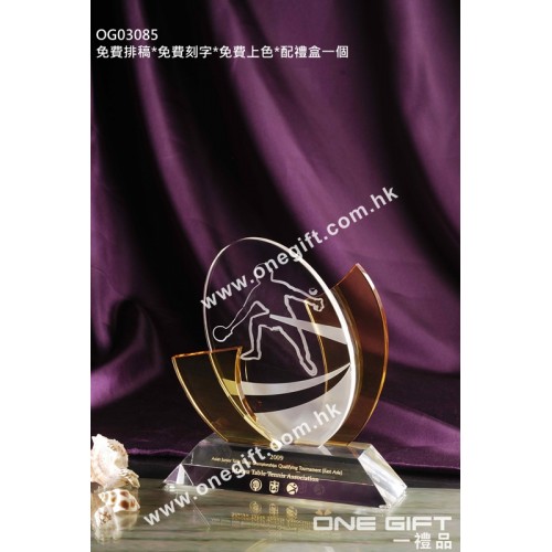 OG03085 乒乓球水晶獎座 OG03085 乒乓球水晶獎座