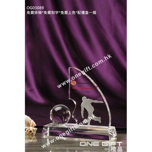 OG03089 保齡球水晶獎座 OG03089 保齡球水晶獎座
