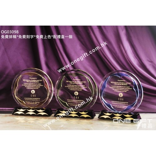 OG03098 圓形花花水晶獎座 OG03098 圓形花花水晶獎座