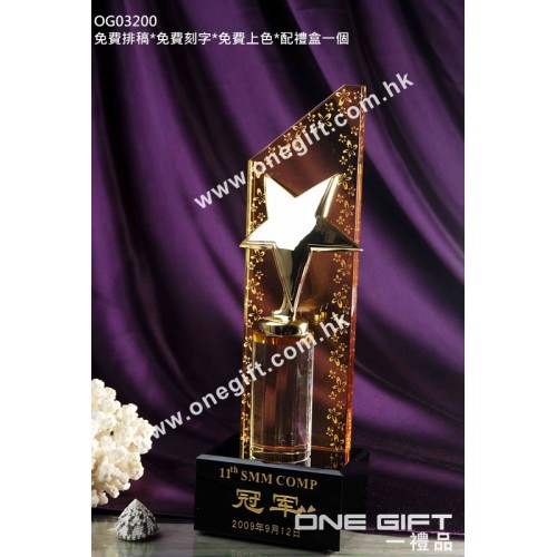 OG03200 極具份量金屬星星水晶獎座 OG03200 極具份量金屬星星水晶獎座