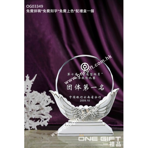 OG03349 雙飛翼白色陶瓷水晶座 OG03349 雙飛翼白色陶瓷水晶座