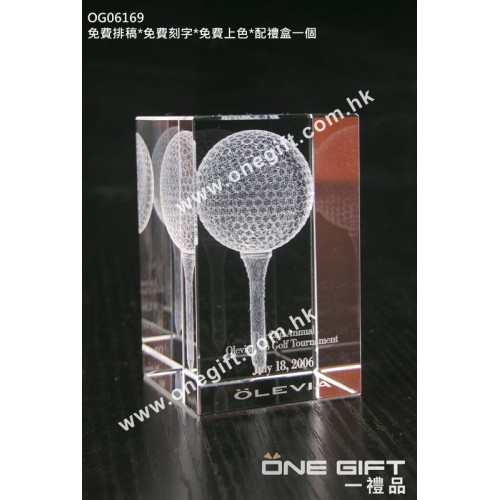 OG06169 全透明內雕高爾夫球水晶 OG06169 全透明內雕高爾夫球水晶