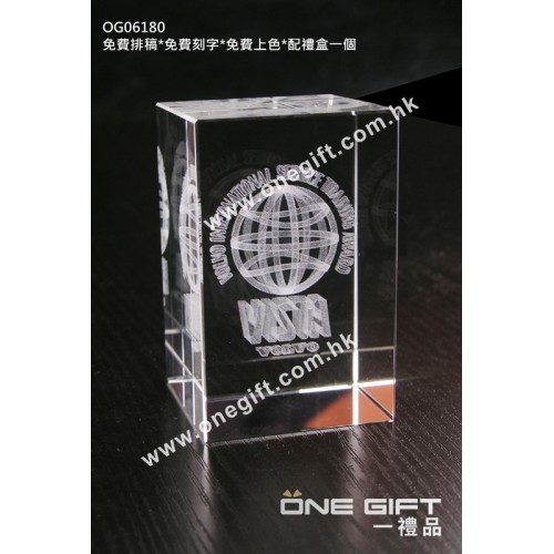 OG06180 全透明內雕水晶方塊 OG06180 全透明內雕水晶方塊