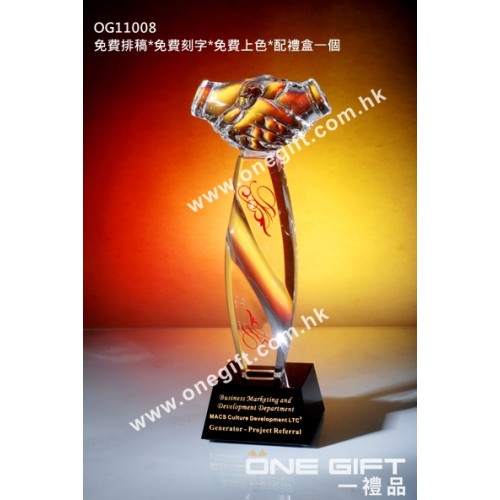 OG11008 握手水晶配黑水晶底座 OG11008 握手水晶配黑水晶底座