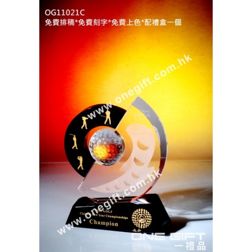 OG11021C 圓形高爾夫球水晶 OG11021C 圓形高爾夫球水晶