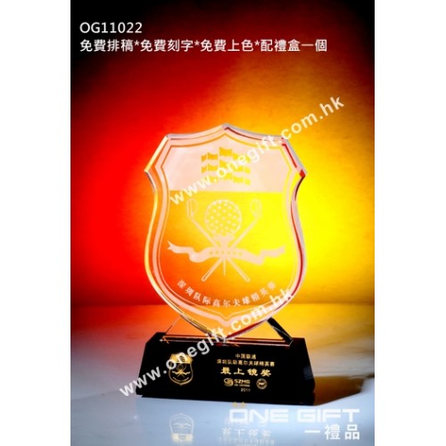 OG11022 盾形水晶配黑水晶底座 OG11022 盾形水晶配黑水晶底座