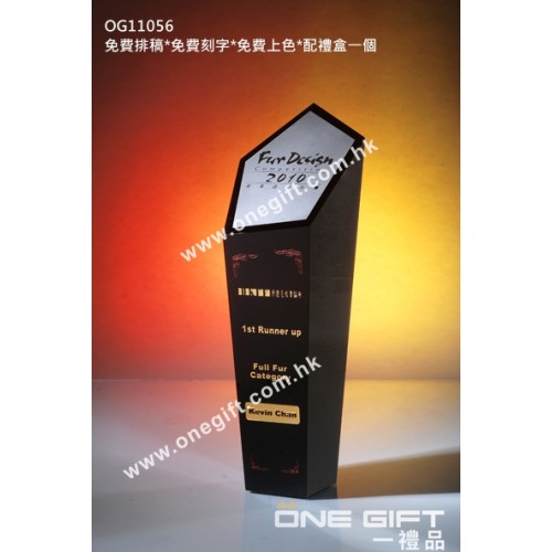 OG11056 黑色紀念水晶連銀面造字 OG11056 黑色紀念水晶連銀面造字