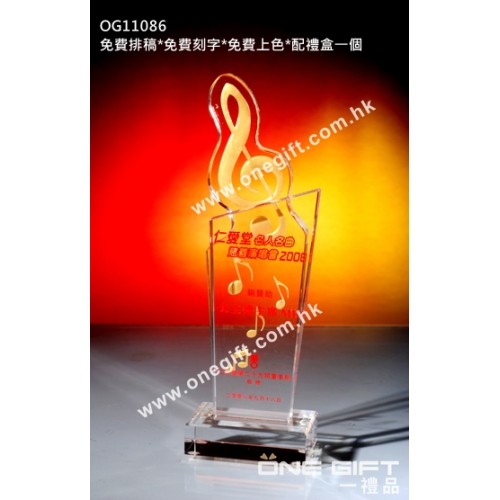 OG11086 全透明音符水晶座 OG11086 全透明音符水晶座